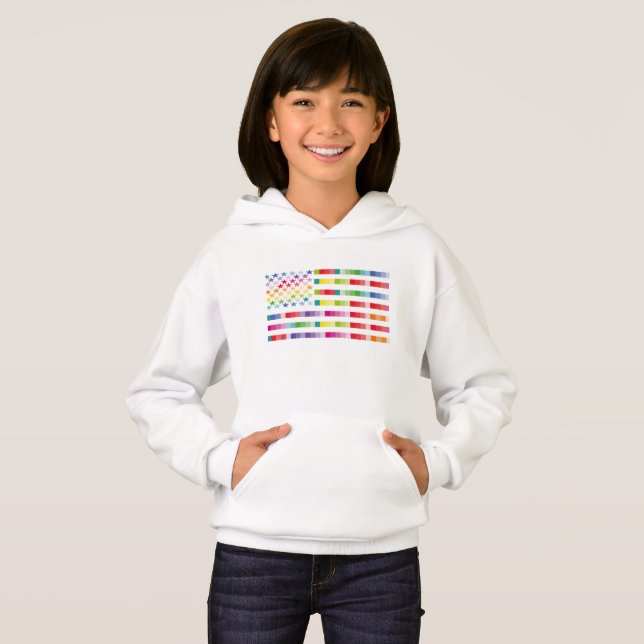 MODERN VERSION MULTICOLOR USA/USA FLAG BY MASANSE HOODIE (Front Full)