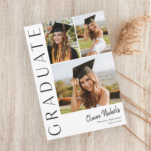 Modern Vertical 3 Photo Collage Graduation