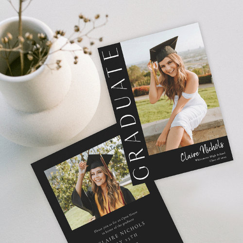 Modern Vertical Black and White Photo Graduation