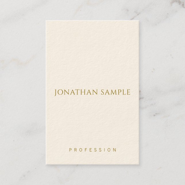 Modern Vertical Business Cards Gold Text Elegant (Front)