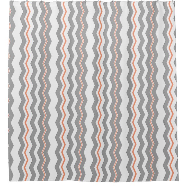 Modern Vertical Chevron with any Color Shower Curtain (Front)