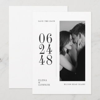 Modern Vertical Date Editorial Photo Wedding  Save The Date