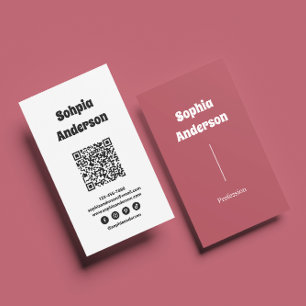 Modern Vertical design   QR Code & Social Links Business Card