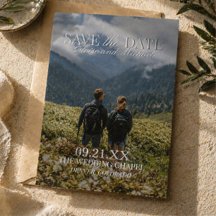 Modern Vertical Double-sided Photo Save The Date Foil Invitation