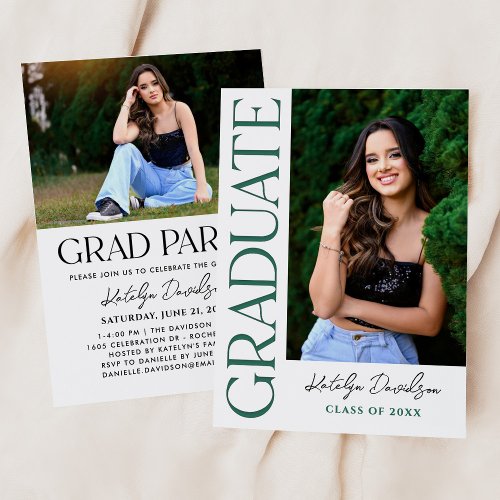 Modern Vertical Grad Party Graduate Letterpress Photo Cards