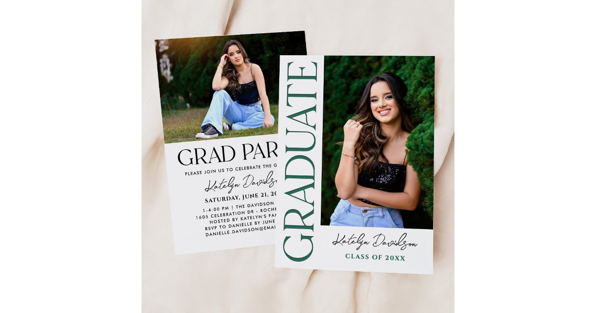 Modern Vertical Grad Party Graduate Letterpress Photo Cards | Zazzle