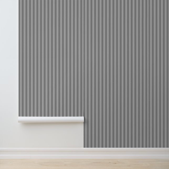 Modern Vertical Gray Striped Pattern Wallpaper (Application)