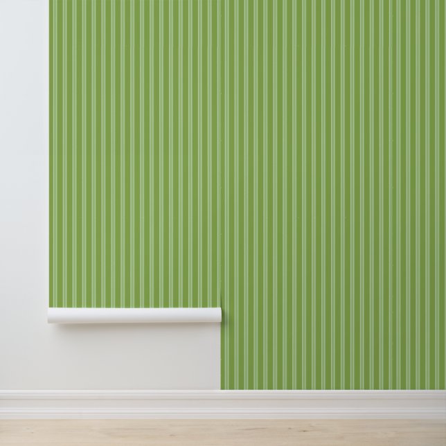 Modern Vertical Green Striped Pattern Wallpaper (Application)