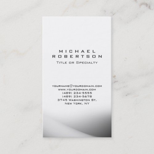 Modern Vertical Grey White Unique Business Card