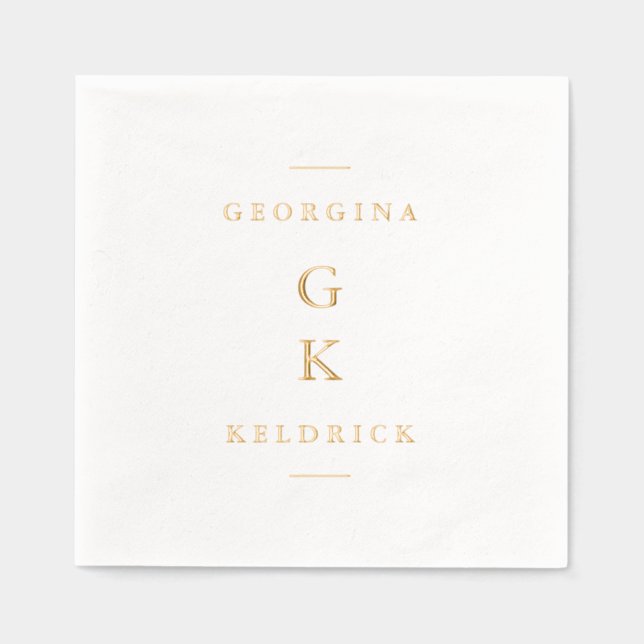 Modern Vertical Monogram Foil Napkins (Front)