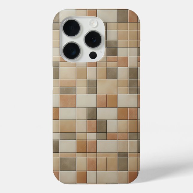 Modern Vertical Mosaic Phone Case - Earthy Multi (Back)