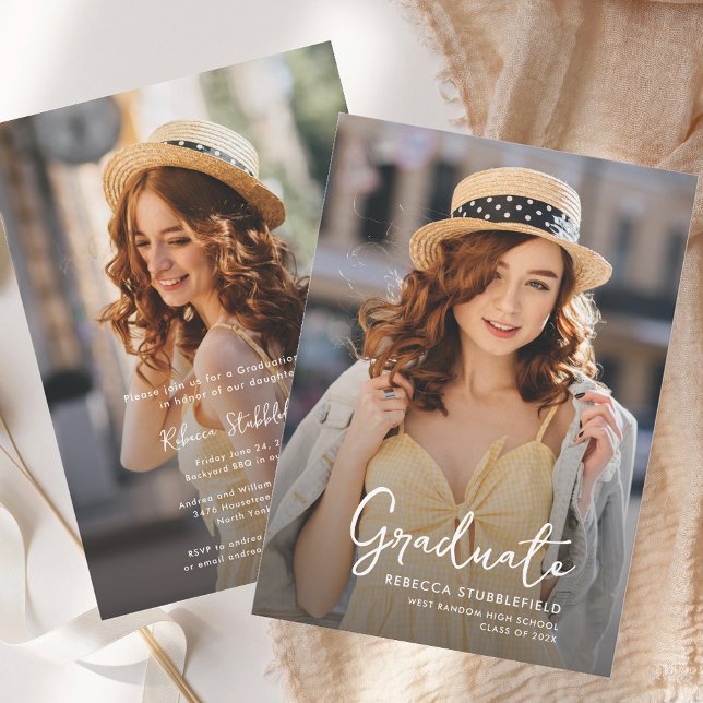 Modern Vertical Photo Graduation 2026 Invitation (Modern Graduation Vertical Photo Grad Party 2025 Invitation)