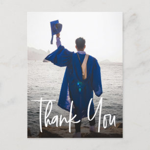 Modern Vertical Photo Graduation Custom Thank you Announcement Postcard