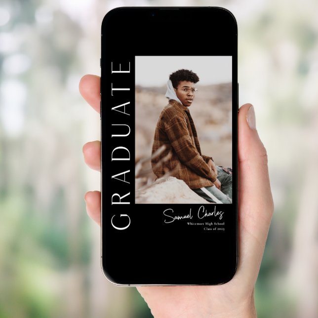 Modern Vertical Photo Graduation Invitation (Front Digital)