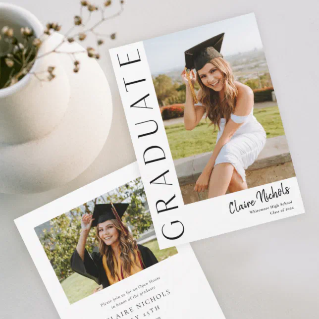 Modern Vertical Photo Graduation Invitation | Zazzle