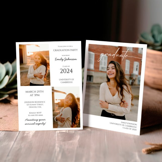 Modern Vertical Photo Graduation Invitation (Creator Uploaded)