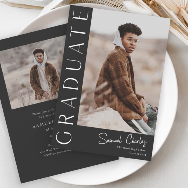 Modern Vertical Photo Graduation Invitation (Creator Uploaded)