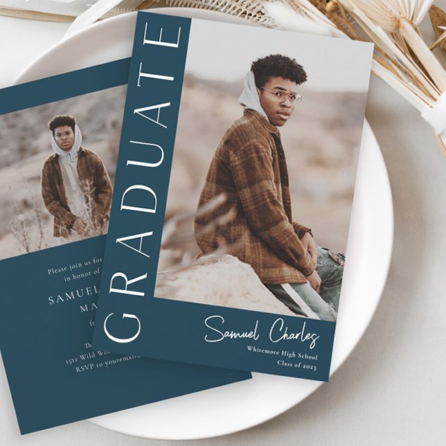 Modern Vertical Photo Graduation Invitation (Creator Uploaded)