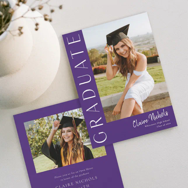 Modern Vertical Photo Graduation Invitation | Zazzle