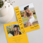 Modern Vertical Photo Graduation Invitation<br><div class="desc">This modern elegant stylish photo graduation invitation features a vertical photo and headline with customizable script name and text on the front. The back has an invitation with party details. A great way to showcase your graduate. Click the edit button to personalize this design.</div>
