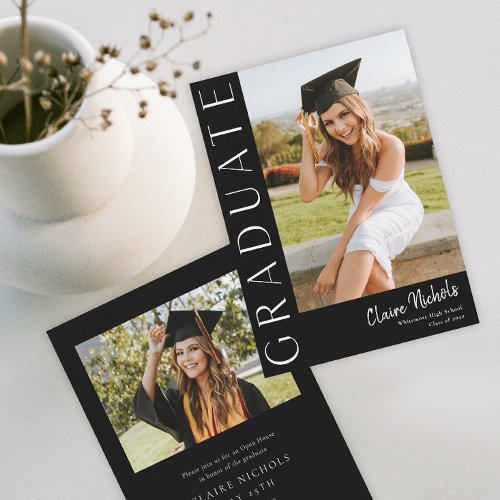 Modern Vertical Photo Graduation Invitation