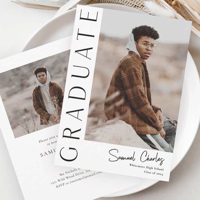 Modern Vertical Photo Graduation Invitation (Creator Uploaded)