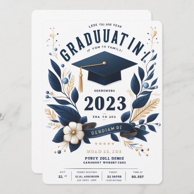 Modern Vertical Photo Graduation Invitation class  (Front/Back)