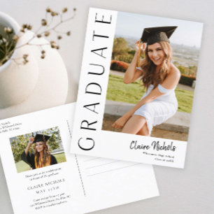 Modern Vertical Photo Graduation Invitation Postcard