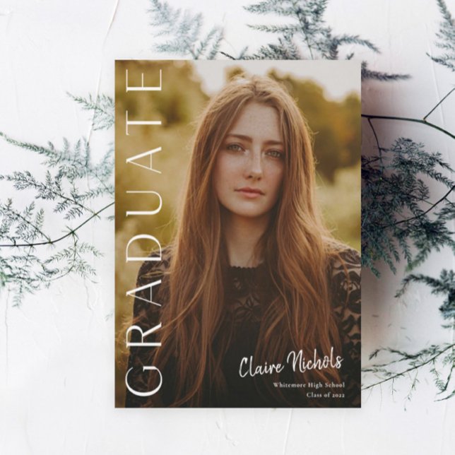 Modern Vertical Photo Graduation Invitation Postcard (Creator Uploaded)