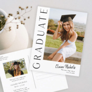 Modern Vertical Photo Graduation Invitation Postcard