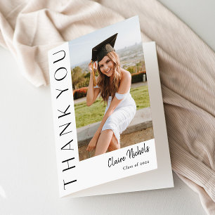 Modern Vertical Photo Graduation Letterpress Thank You Card