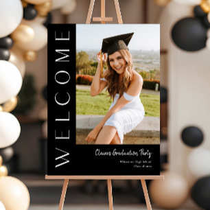 Modern Vertical Photo Graduation Party Welcome Foam Board