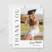 Modern Vertical Photo Graduation Thank You Card (Front)