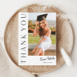 Modern Vertical Photo Graduation Thank You Card<br><div class="desc">This modern elegant stylish photo graduation thank you card features a vertical photo and headline with customizable script name and text on the front. The back has a personal message and signature that are both removable if you prefer to hand write your thank you notes. Click the edit button to...</div>