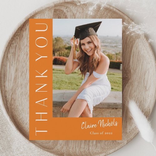 Modern Vertical Photo Graduation Thank You Card