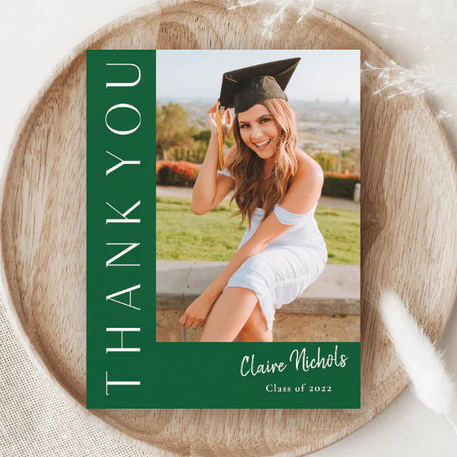 Modern Vertical Photo Graduation Thank You Card 