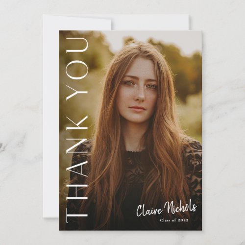 Modern Vertical Photo Graduation Thank You Card