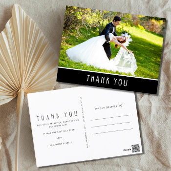 Modern Vertical Photo Wedding Thank You Postcard by stylelily at Zazzle
