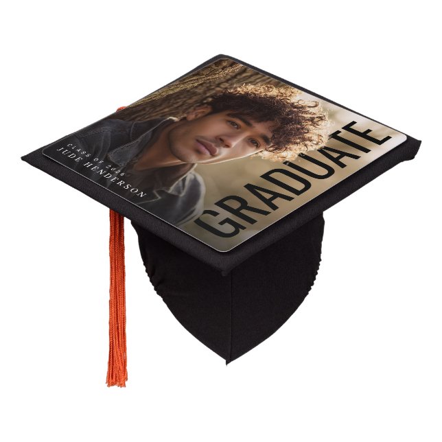 Modern Vertical PhotoPop Graduation Cap Topper (Angled)