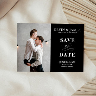 Modern Vertical Save the Date Photo Card