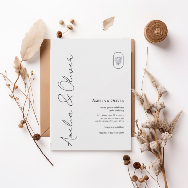 Modern Vertical Script Wedding Invitation (Creator Uploaded)