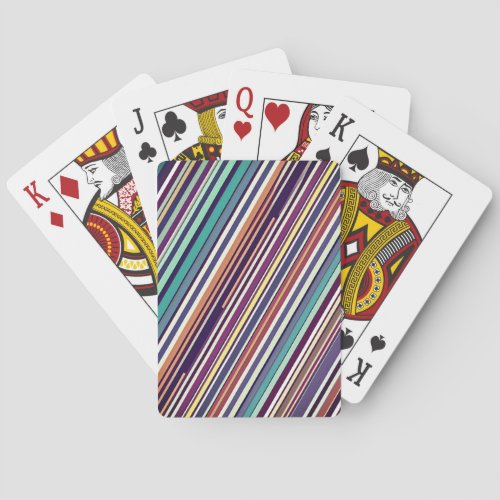 Modern Vertical Stripe Abstract in Plum & Teal Poker Cards