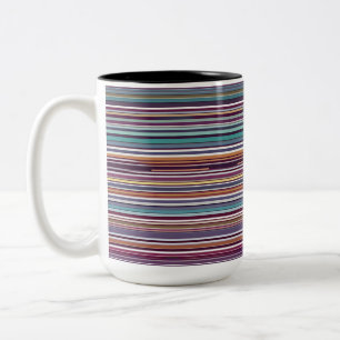 Modern Vertical Stripe Abstract in Plum & Teal Two-Tone Coffee Mug