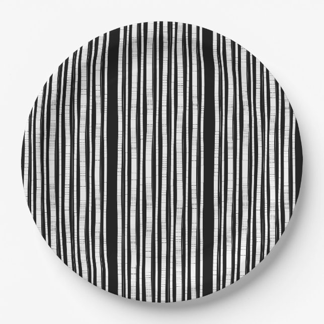 Modern Vertical Stripes Pattern Paper Plates (Front)
