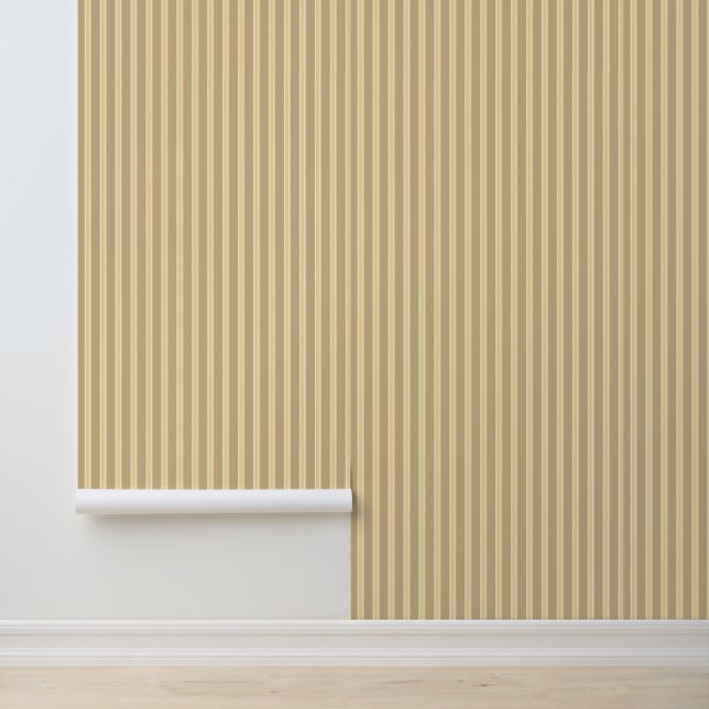 Modern Vertical Tan Striped Pattern Wallpaper (Application)