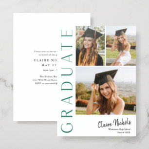 Modern Vertical Type 3 Photo Graduation Invitation