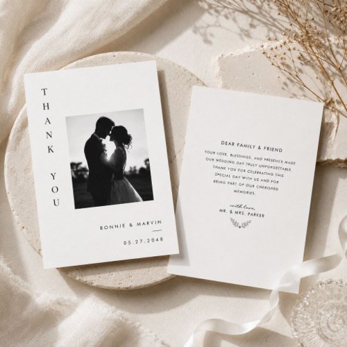 Modern Vertical Typography Wedding Thank  You Card