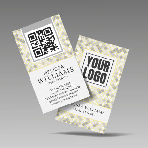 Modern Vertical Yellow & Gray Geometric Business Card