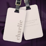 Modern very light muted pink tan luggage tag<br><div class="desc">Modern,  minimal luggage tag with your custom name or text aligned vertically to the right on a very light,  muted pink background.</div>