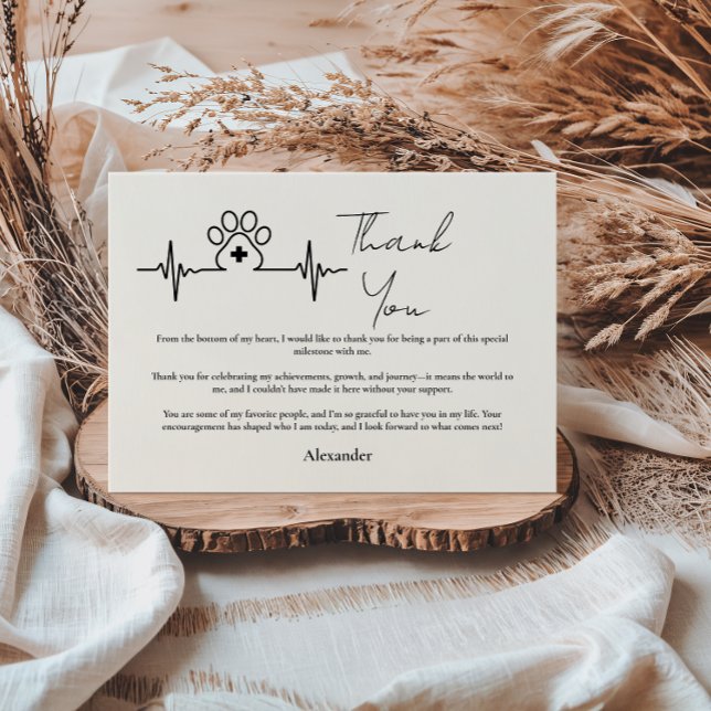 Modern Vet Med Graduation Party Thank You Card (Creator Uploaded)